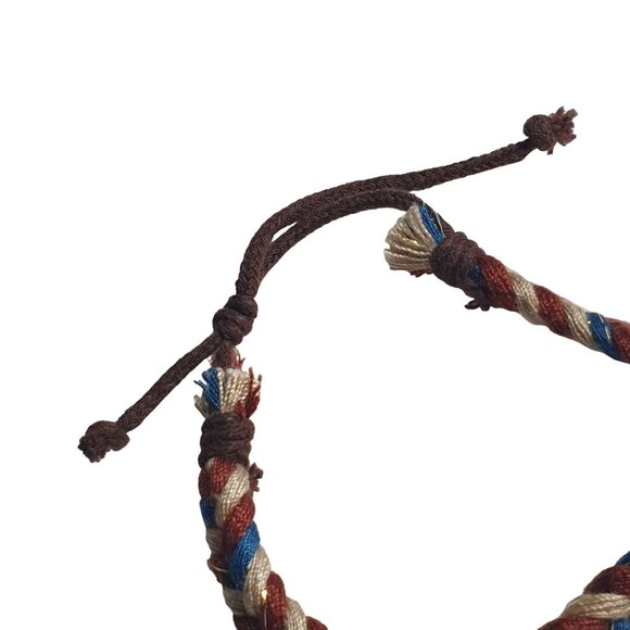 Handmade Braided Rope Friendship Bracelet Brown Blue Adjustable Slide Boho Core - Picture 2 of 4